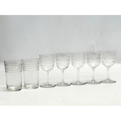 78 - A collection of 19th Century drinking glasses. Including 1 small George III glass 7cm. Late 19th Cen... 