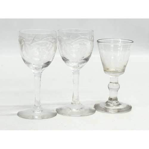 78 - A collection of 19th Century drinking glasses. Including 1 small George III glass 7cm. Late 19th Cen... 