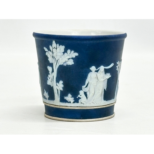 242 - A pair of small 19th Century Wedgwood “Jasper Ware” pots. Circa 1860-1890. 7.5x7cm.