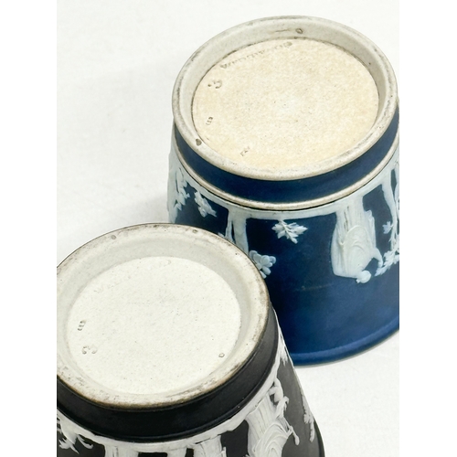 242 - A pair of small 19th Century Wedgwood “Jasper Ware” pots. Circa 1860-1890. 7.5x7cm.