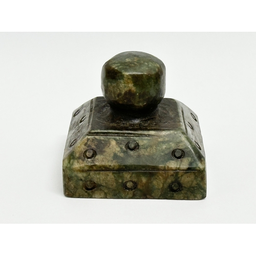 217 - A Chinese jade stone seal. 5x5x4cm