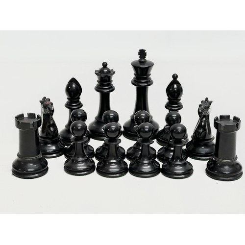 82 - A complete “Staunton” chess set. With red crown mark. Late 19th/Early 20th Century. Hand turned and ... 