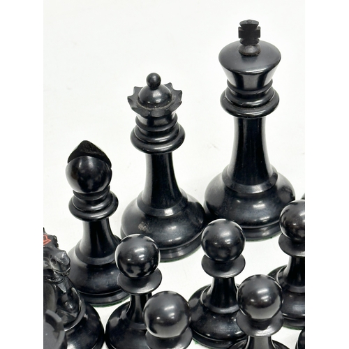 82 - A complete “Staunton” chess set. With red crown mark. Late 19th/Early 20th Century. Hand turned and ... 