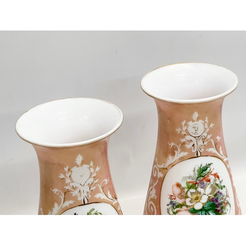 4 - A pair of large 19th Century French opaline glass vases. 35cm