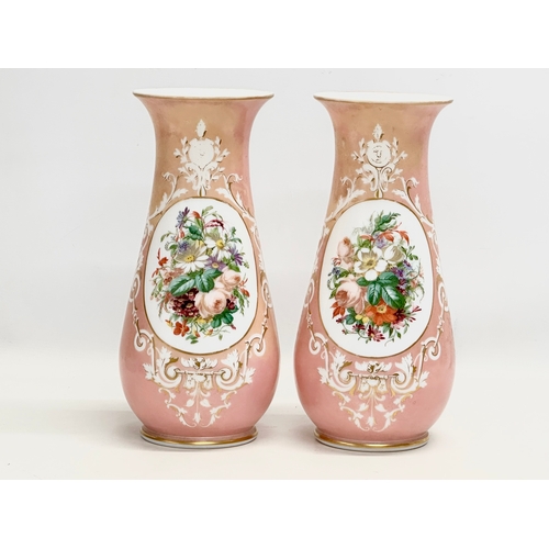 4 - A pair of large 19th Century French opaline glass vases. 35cm