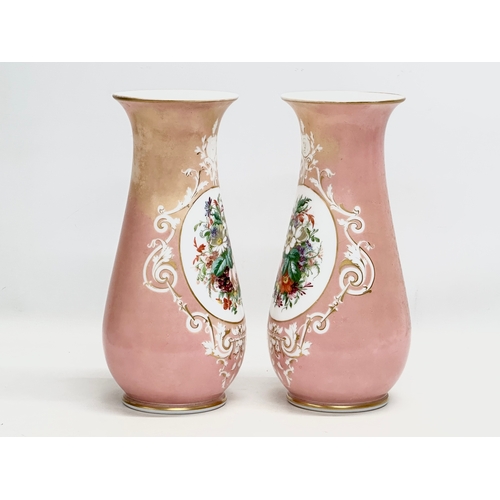 4 - A pair of large 19th Century French opaline glass vases. 35cm