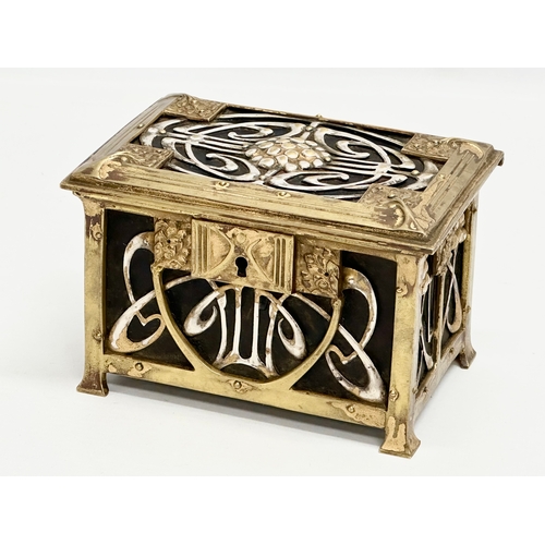 8 - A Late 19th Century Art Nouveau brass jewellery box. With impressed “X” mark on bottom. Circa 1890-1... 