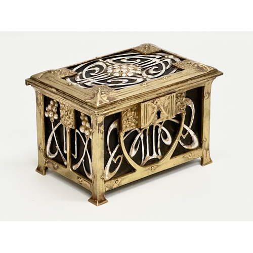 8 - A Late 19th Century Art Nouveau brass jewellery box. With impressed “X” mark on bottom. Circa 1890-1... 