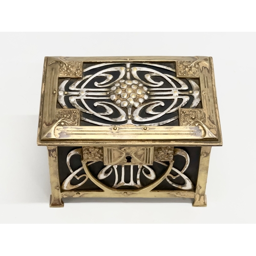 8 - A Late 19th Century Art Nouveau brass jewellery box. With impressed “X” mark on bottom. Circa 1890-1... 