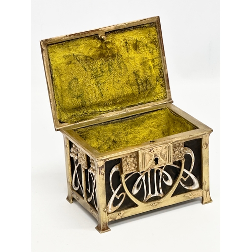 8 - A Late 19th Century Art Nouveau brass jewellery box. With impressed “X” mark on bottom. Circa 1890-1... 