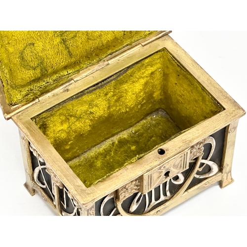 8 - A Late 19th Century Art Nouveau brass jewellery box. With impressed “X” mark on bottom. Circa 1890-1... 