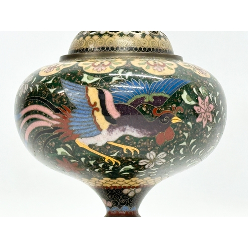 84 - A Japanese cloisonné enamel incense burner. Meiji Period (1868-1912) 9x13.5cm.