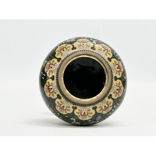 84 - A Japanese cloisonné enamel incense burner. Meiji Period (1868-1912) 9x13.5cm.