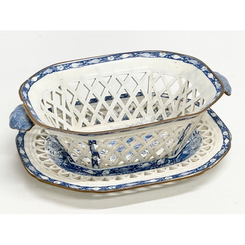 209 - An Early 19th Century English reticulated chestnut basket and platter. Circa 1800-1820. 23.5x19cm. 2... 