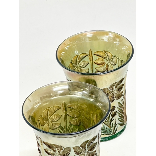 212 - Tiger Lily. A pair of Early 20th Century “Tiger Lily” beakers by Imperial Glass. Circa 1910. 8.5x10.... 