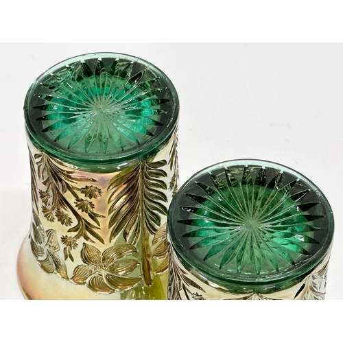 212 - Tiger Lily. A pair of Early 20th Century “Tiger Lily” beakers by Imperial Glass. Circa 1910. 8.5x10.... 