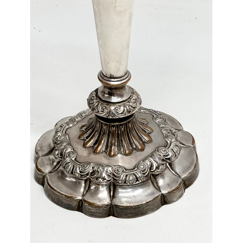 48 - A large 19th Century silver plate on copper candelabra. 48x57cm.