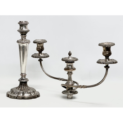 48 - A large 19th Century silver plate on copper candelabra. 48x57cm.