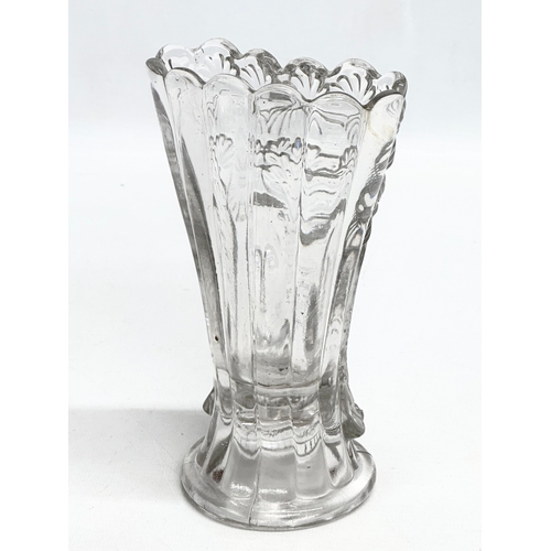 245 - A Late 19th/Early 20th Century pressed glass spill vase, in the Grecian style with laurel leaf decor... 