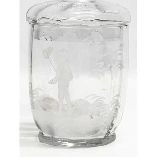 246 - 2 pieces of Victorian glassware. A Late 19th Century Mary Gregory jar with lid, together with a hand... 