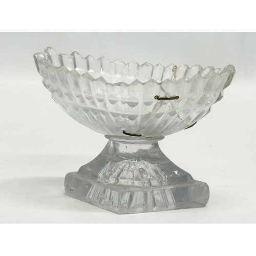 247 - Three pieces of Early 19th Century glassware. Including an Irish Regency period footed bowl 12x11cm.