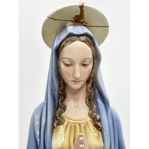 265 - Wien Keramos. A large Austrian pottery Virgin Mary figurine. By Wien Keramos. 59cm