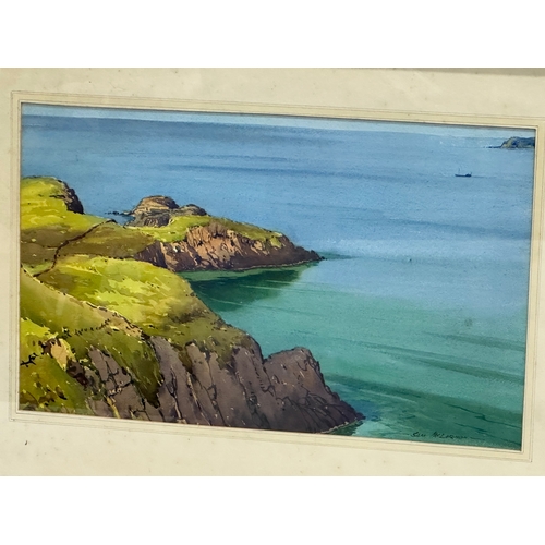 348 - Sam McLarnon. Watercolour drawing. Irish Coastal Scene. 46x28cm. Frame 61x45cm