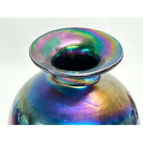 32 - A 20th Century Swedish iridescent studio glass baluster vase. 27cm