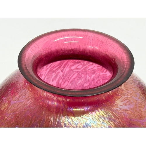 33 - Michael Harris. A 20th Century iridescent studio glass bulbous vase. Designed by Michael Harris for ... 