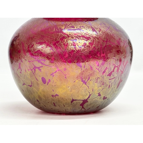 33 - Michael Harris. A 20th Century iridescent studio glass bulbous vase. Designed by Michael Harris for ... 