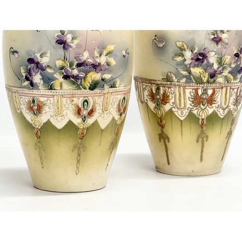 54 - A pair of large signed Early 20th Century Japanese, 2 handled baluster vases. Late Meiji Period (186... 