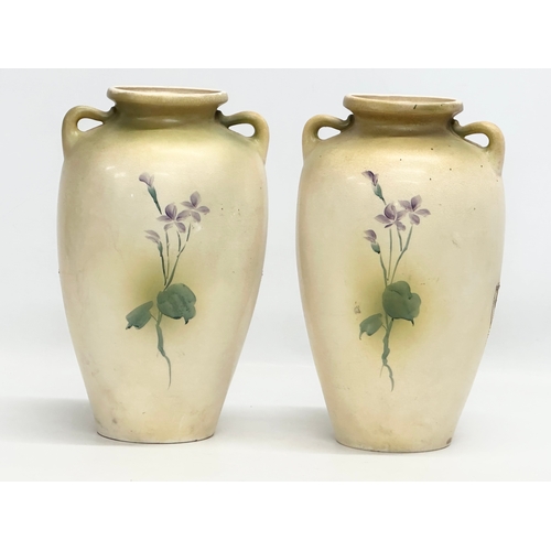 54 - A pair of large signed Early 20th Century Japanese, 2 handled baluster vases. Late Meiji Period (186... 