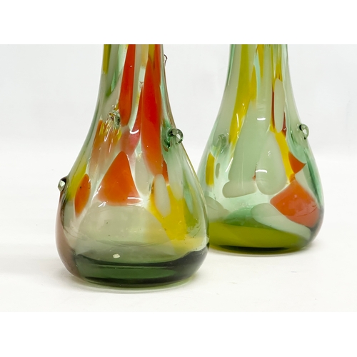 251 - A pair of Mid 20th Century Murano style Glass vases. 28cm