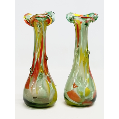 251 - A pair of Mid 20th Century Murano style Glass vases. 28cm