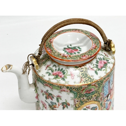 276 - A Late 19th Century Chinese Famille Rose teapot, with original handle and cover. Cantonese. Rose Med... 