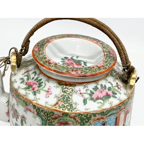 276 - A Late 19th Century Chinese Famille Rose teapot, with original handle and cover. Cantonese. Rose Med... 