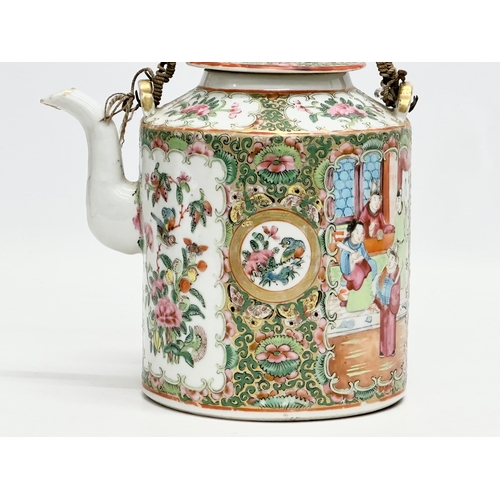 276 - A Late 19th Century Chinese Famille Rose teapot, with original handle and cover. Cantonese. Rose Med... 