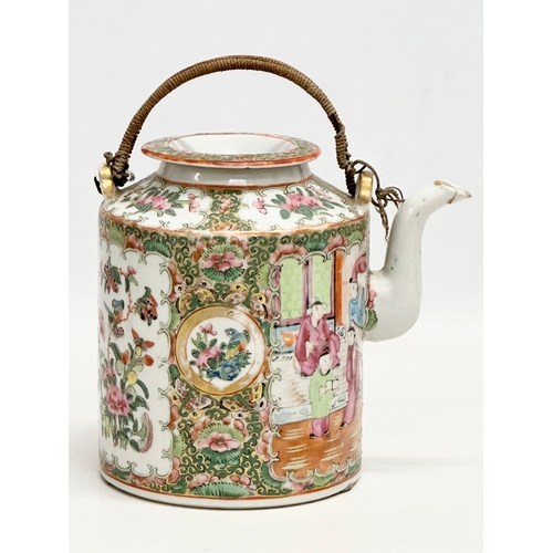 276 - A Late 19th Century Chinese Famille Rose teapot, with original handle and cover. Cantonese. Rose Med... 