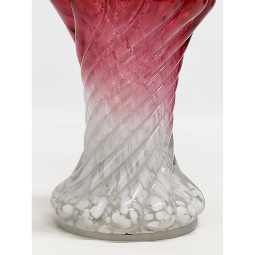 180 - Legras Glass. An Early 20th Century French cranberry splatter glass vase by Legras Glass. Circa 1910... 