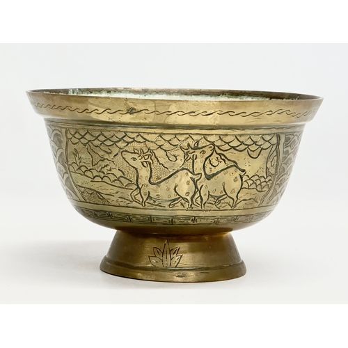 181 - A pair of Late 19th Century Chinese engraved brass bowls/jardineres. With Emperor Xuande character m... 