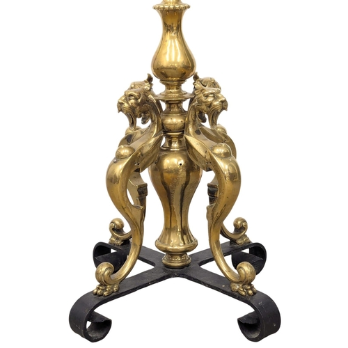 397 - A large good quality Late 19th Century brass telescopic oil lamp / floor lamp. 177cm. 1