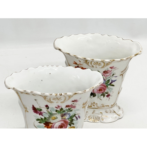 56 - Paris Porcelain. A pair of Late 19th Century French vases. By Paris Porcelain. 15x9x15cm