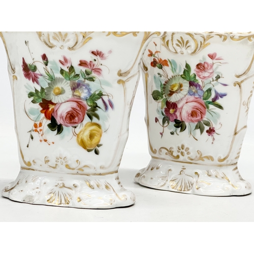 56 - Paris Porcelain. A pair of Late 19th Century French vases. By Paris Porcelain. 15x9x15cm