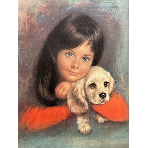 355 - A 1960’s Mid Century “Puppy Love” print. Louis Shabner. 60x71cm.