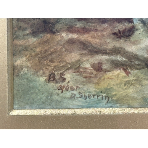 360 - Daniel Sherrin (1868-1940) watercolour drawing. 34x15cm. Frame 51x32cm.