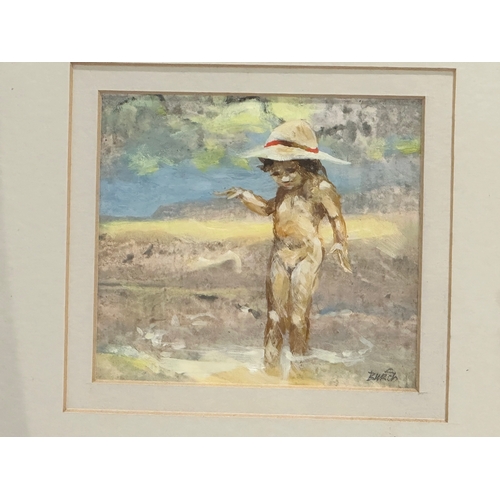 338 - Lawson Burch R.U.A. Acrylic. Holiday Maker. 11x10cm. Frame 37.5x37.5cm