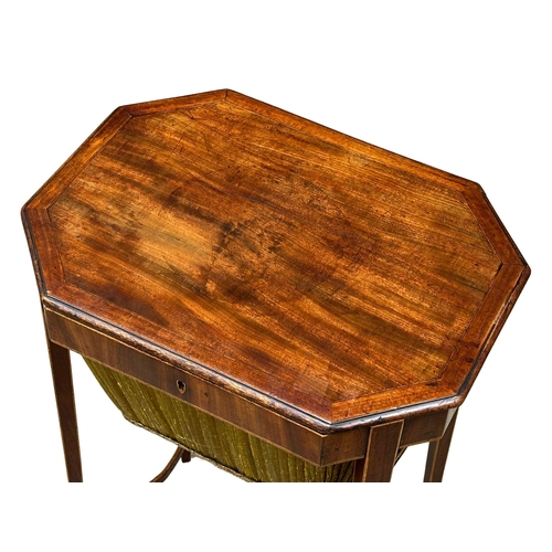 127 - A Late 19th Century Sheraton Revival inlaid mahogany sewing table. Circa 1880-1890. 52x48x79cm(1)