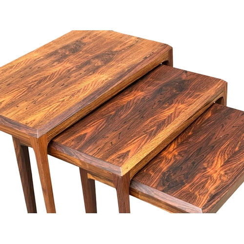 18 - Johannes Andersen. An excellent quality Danish rosewood nest of tables. Designed by Johannes Anderse... 