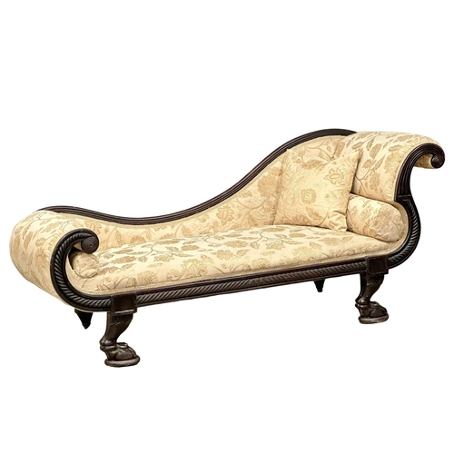 3 - A Regency period Anglo West Indian, Spanish mahogany chaise lounge. Circa 1810. 204cm