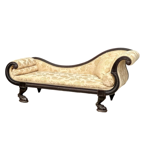 3 - A Regency period Anglo West Indian, Spanish mahogany chaise lounge. Circa 1810. 204cm